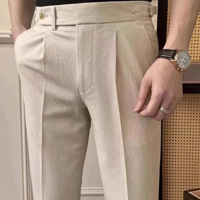 High-waist belt design trousers - AntoniosClothing - Black