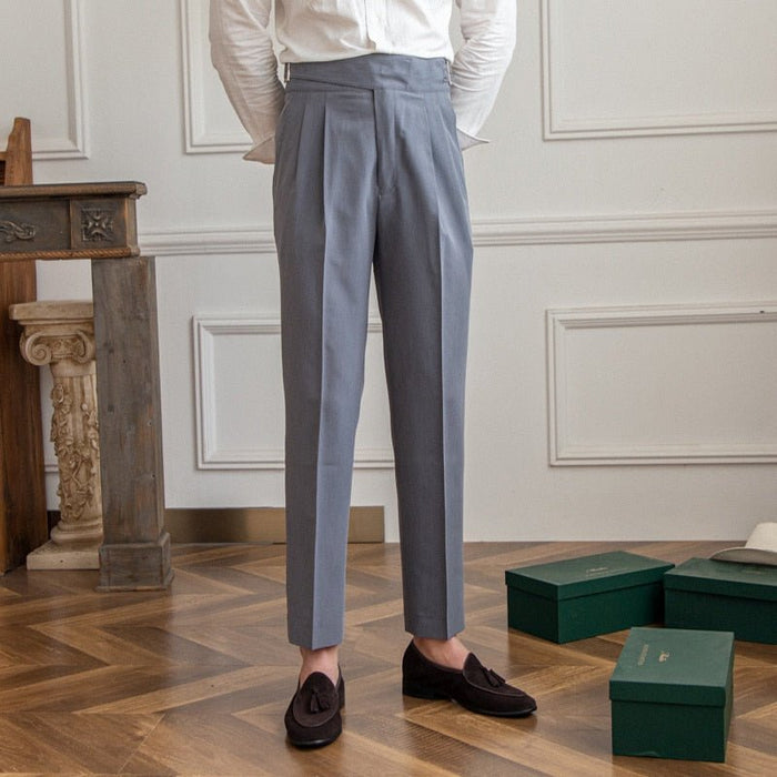 High Waist Business Trousers - AntoniosClothing - Dark Gray