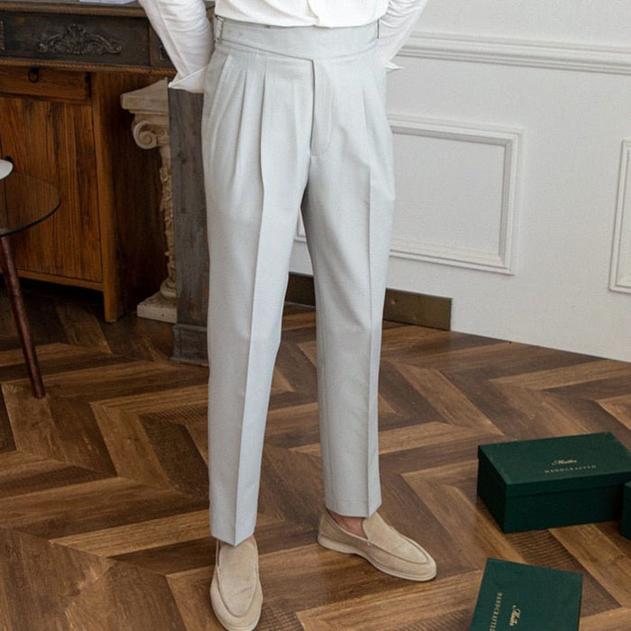 High Waist Business Trousers - AntoniosClothing - Dark Gray