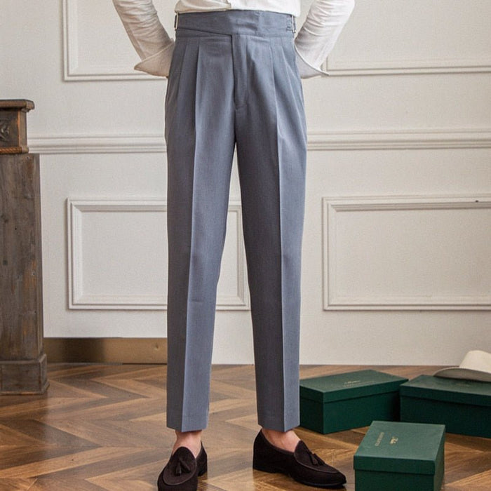 High Waist Business Trousers - AntoniosClothing - Dark Gray