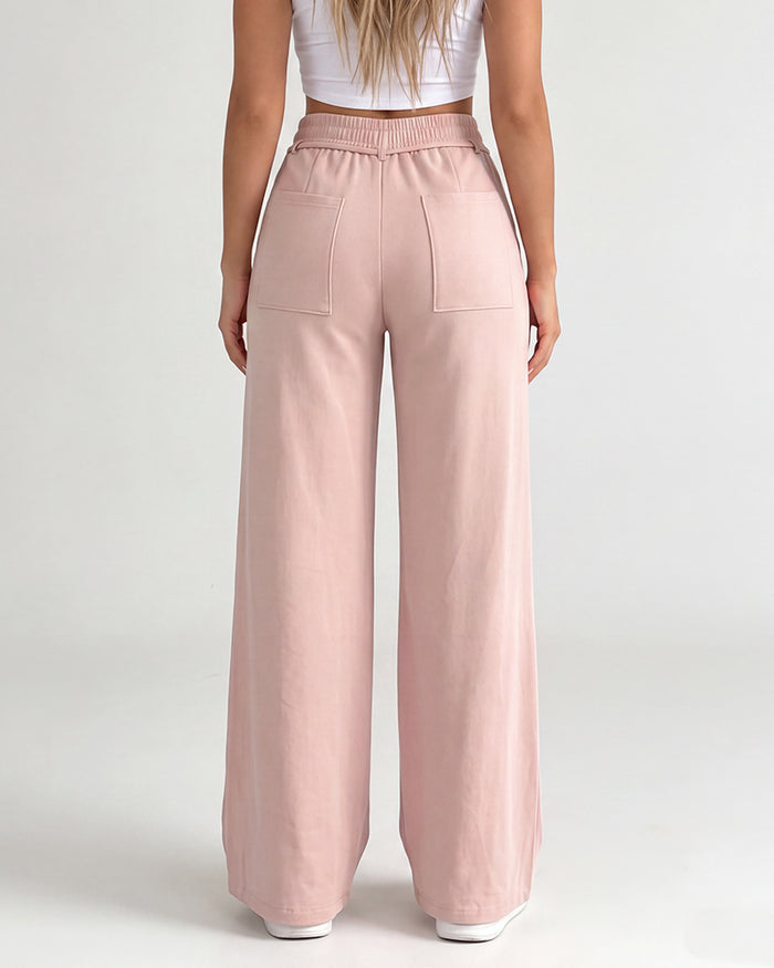 High-Waisted Drawstring Wide-Leg Pants