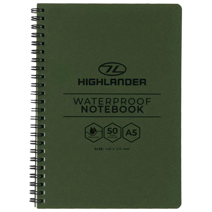Highlander A5 Waterproof Notebook Olive Green - John Bull Clothing  from  John Bull Clothing