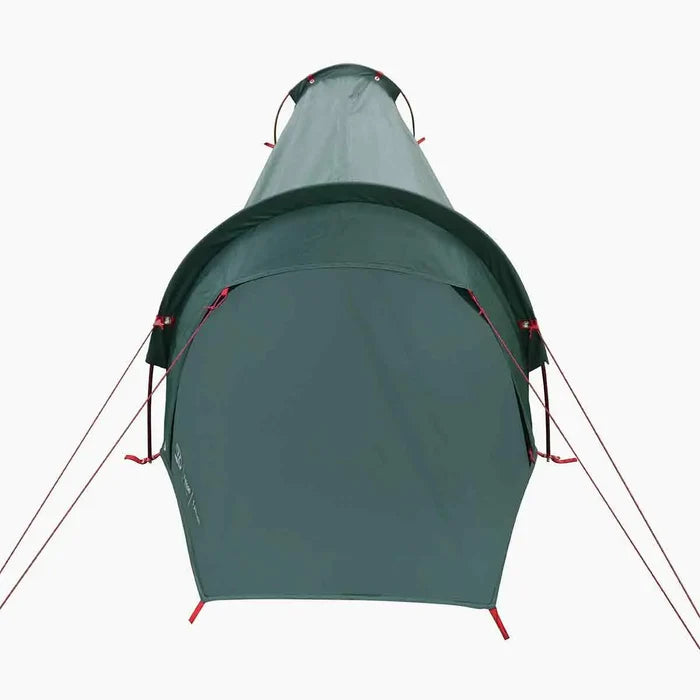 Front view of Highlander Falcon Bivvy Tent Pine Green highlighting weather-resistant entrance and reinforced seams.  from  John Bull Clothing