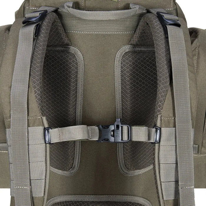 Close-up of padded shoulder straps and sternum strap on Highlander Forces Elite 44 Litre Backpack, designed for comfort and load stability.  from  John Bull Clothing