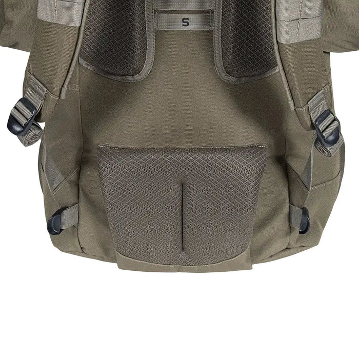 Lower back padding and mesh ventilation panel of Highlander Forces Elite 88L Pack, designed for comfort during long hikes.  from  John Bull Clothing