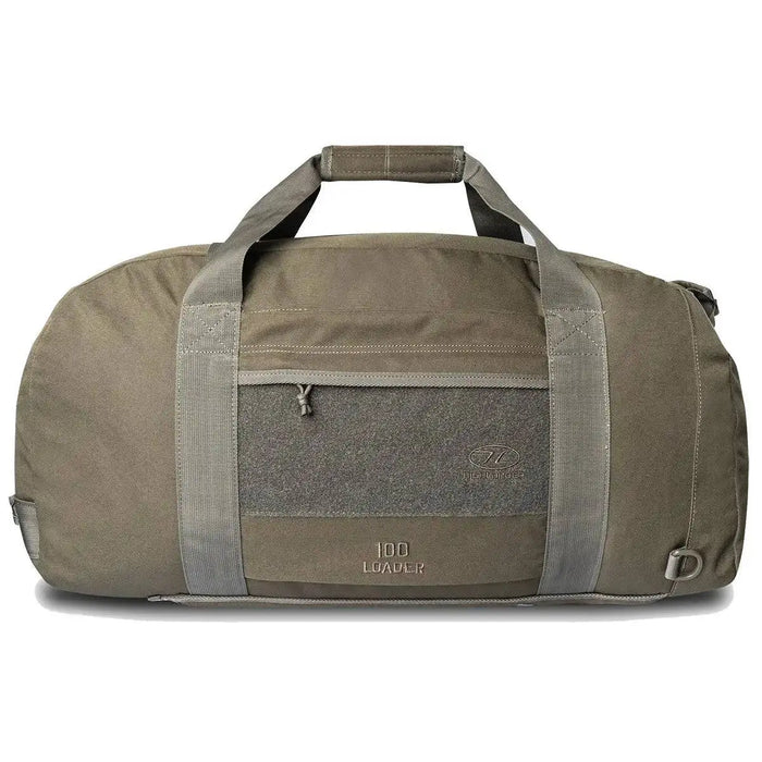 Highlander Loader 100L Holdall Bag Gen2 in olive green, offering a robust build, reinforced straps, and a spacious main compartment for gear transport. Ranger Green from  John Bull Clothing
