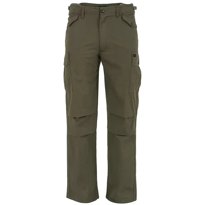 Highlander M65 Ripstop Combat Trousers in olive green with multiple cargo pockets, ideal for rugged outdoor or tactical use. Ranger Green from  John Bull Clothing