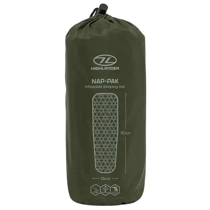 Highlander Nap-Pak Inflatable Sleeping Mattress Olive Green - John Bull Clothing  from  John Bull Clothing