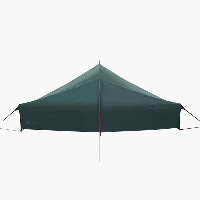 Side profile of Highlander Refuge 1 Person Hooped Tent - Pine Green, featuring low-profile structure ideal for solo hiking and camping in harsh weather.  from  John Bull Clothing