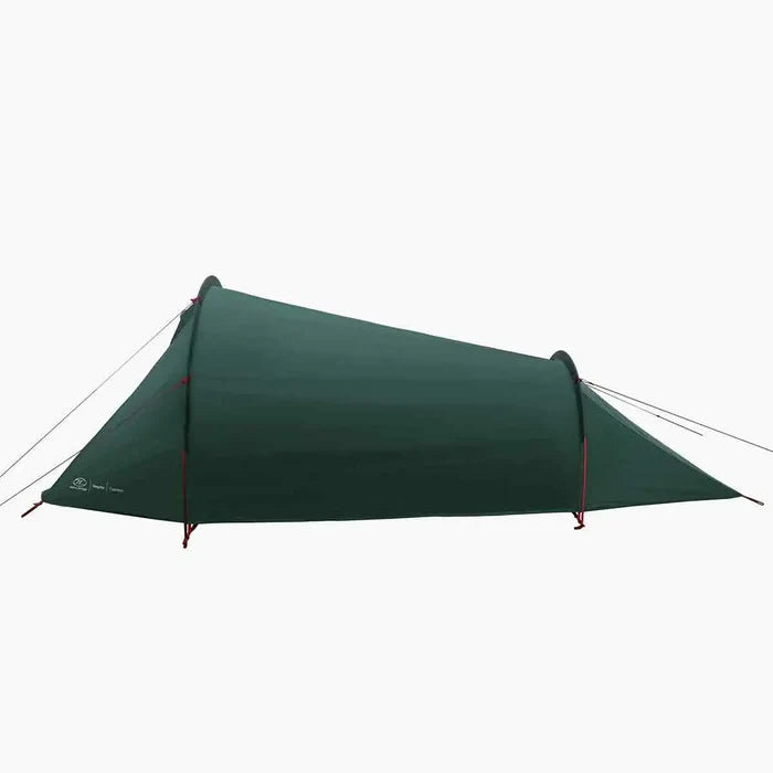 Side profile of Highlander Respite 1 Person Tunnel Tent highlighting its streamlined shape for wind resistance and portability.  from  John Bull Clothing