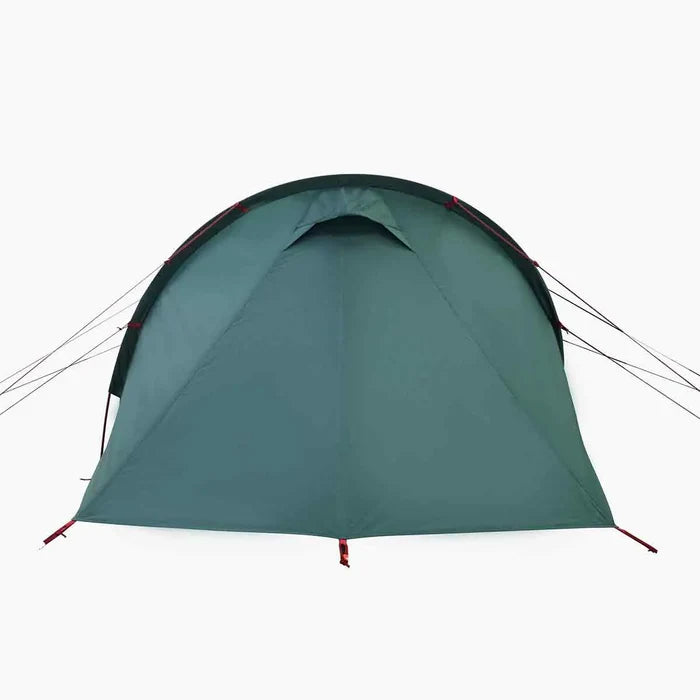 Rear view of Highlander Respite 2 Person Extended Tunnel Tent with taut fabric and ventilation flap for airflow during outdoor adventures.  from  John Bull Clothing