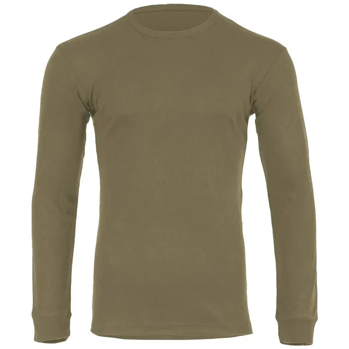 Highlander Mens Thermal Base Layer Long Sleeve T-Shirt in olive green, designed for warmth and comfort in outdoor environments. Ranger Green from  John Bull Clothing