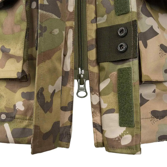 Close-up of Highlander Typhoon Waterproof Jacket HMTC zipper and button closure, highlighting its durable and secure fastening system.  from  John Bull Clothing