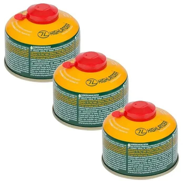 Highlander Valved Camping Gas Cartridge - John Bull Clothing 100g (3 Pack) from  John Bull Clothing