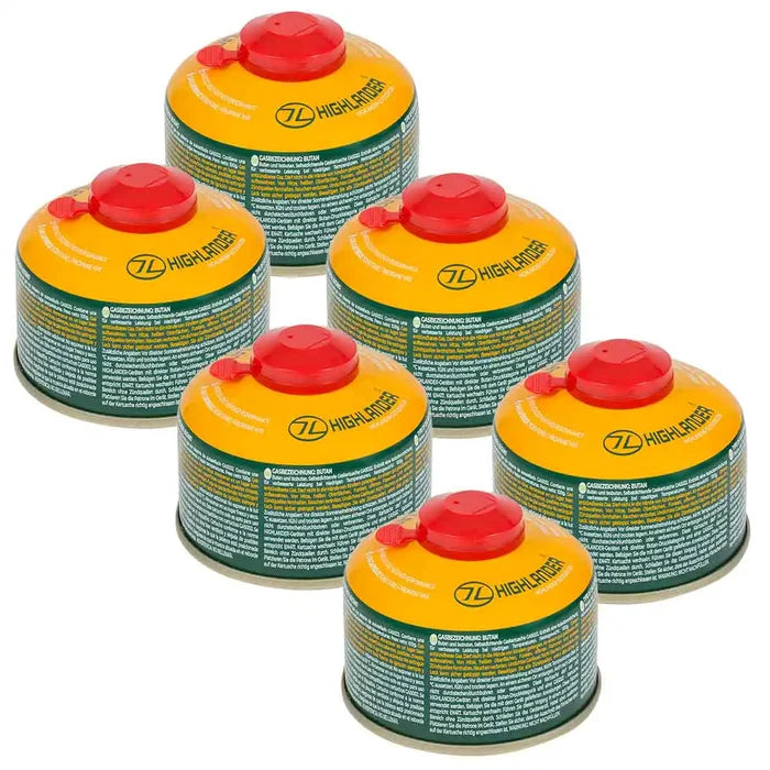 Highlander Valved Camping Gas Cartridge - John Bull Clothing 100g (6 Pack) from  John Bull Clothing