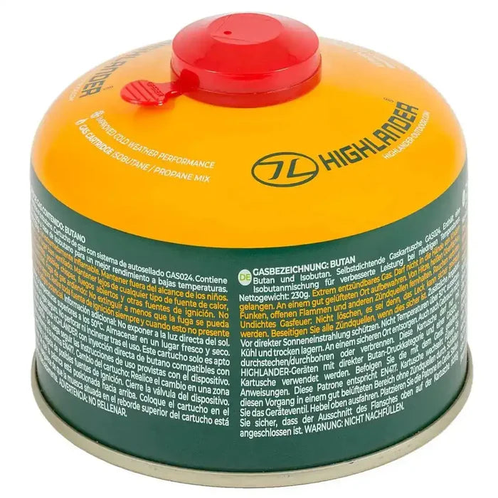 Highlander Valved Camping Gas Cartridge - John Bull Clothing 230g from  John Bull Clothing