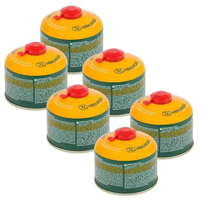 Highlander Valved Camping Gas Cartridge - John Bull Clothing 230g (6 Pack) from  John Bull Clothing