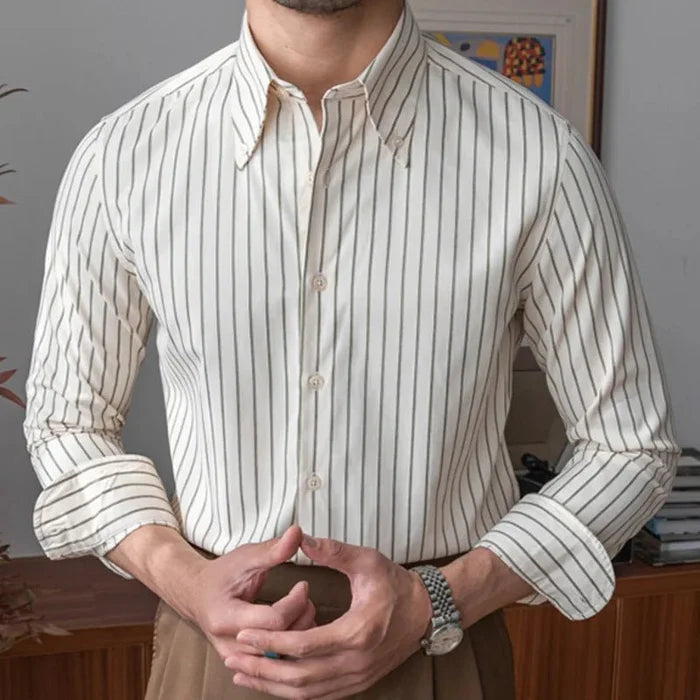 HOMBRE striped shirt - AntoniosClothing - Green