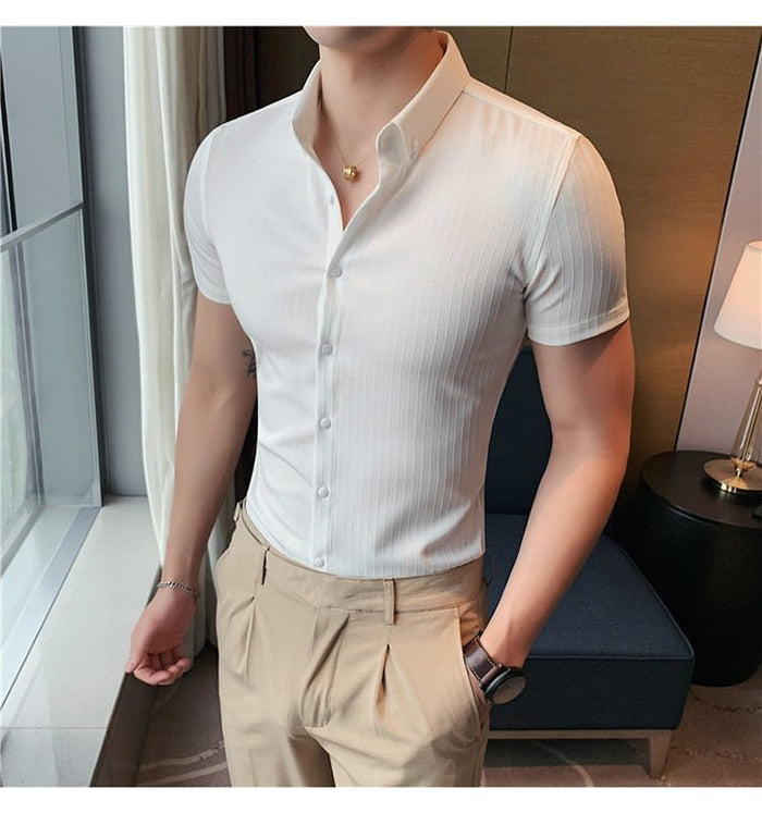 Homme Short Sleeve Shirt - AntoniosClothing - white