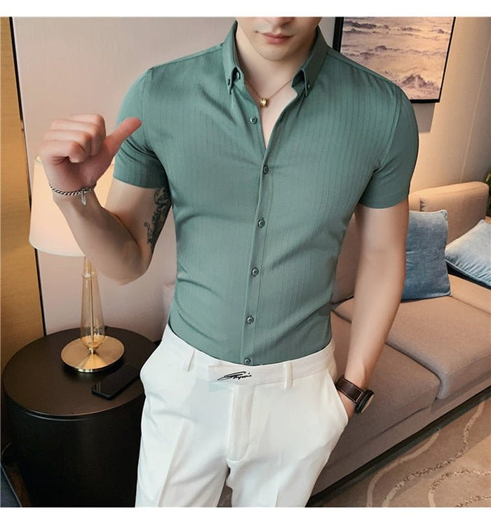 Homme Short Sleeve Shirt - AntoniosClothing - white