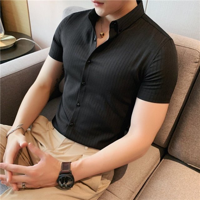Homme Short Sleeve Shirt - AntoniosClothing - Black