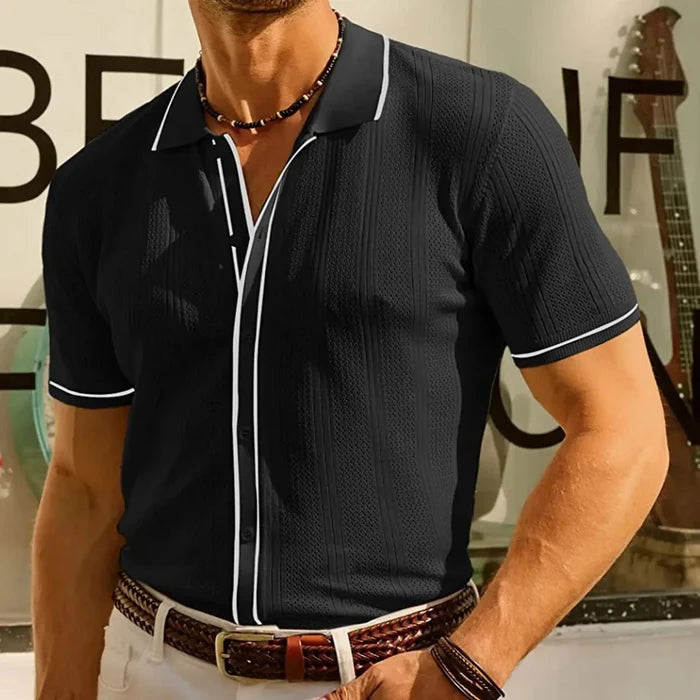 Ice silk summer short sleeve shirt - AntoniosClothing - Black