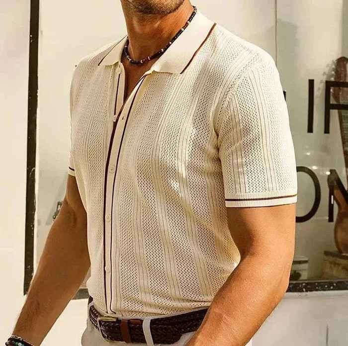 Ice silk summer short sleeve shirt - AntoniosClothing - Black