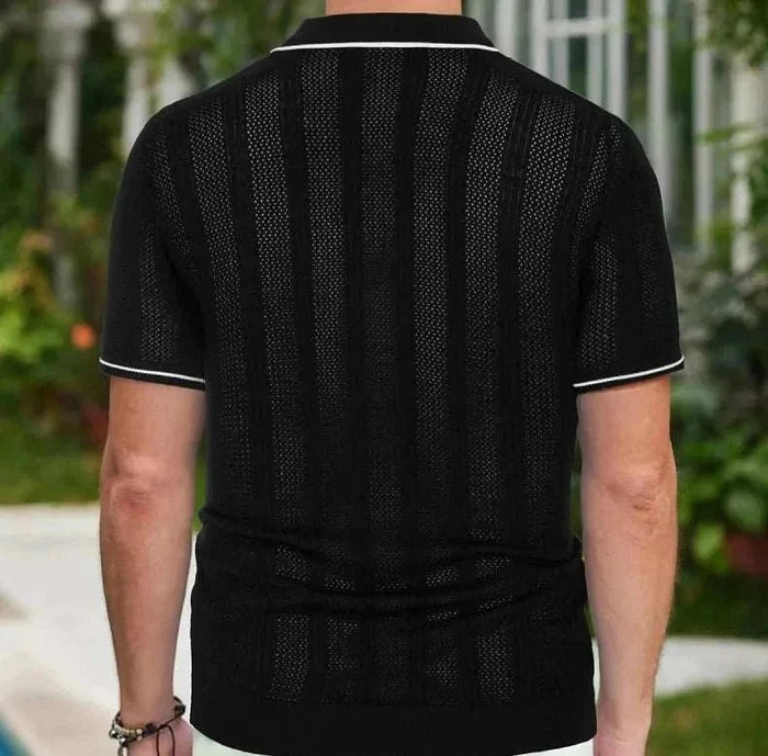 Ice silk summer short sleeve shirt - AntoniosClothing - Black