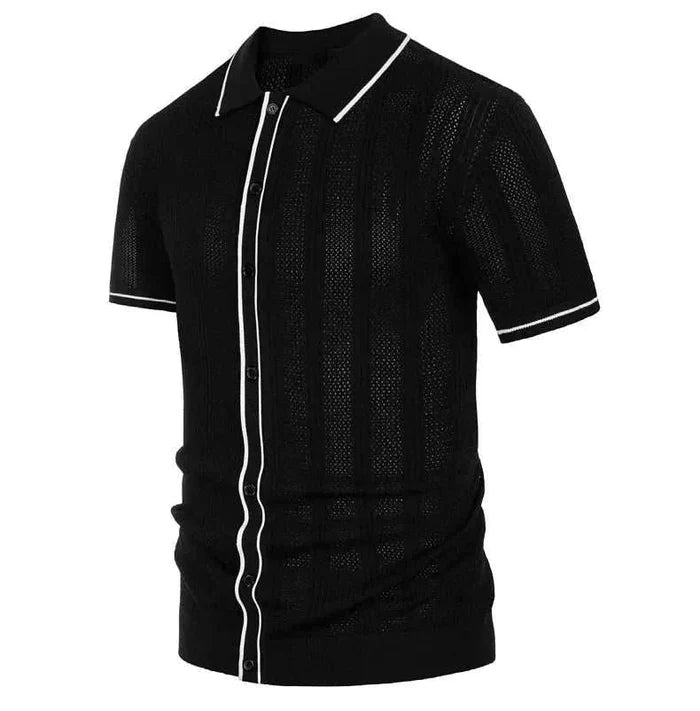 Ice silk summer short sleeve shirt - AntoniosClothing - Black