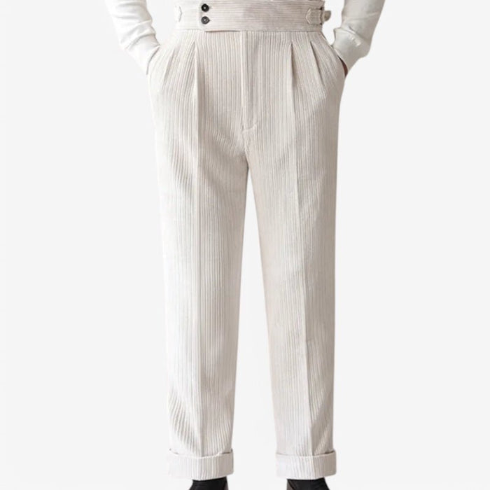Italian business corduroy trousers - AntoniosClothing - White