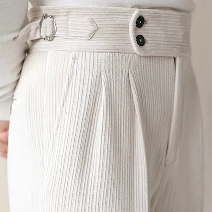 Italian business corduroy trousers - AntoniosClothing - White