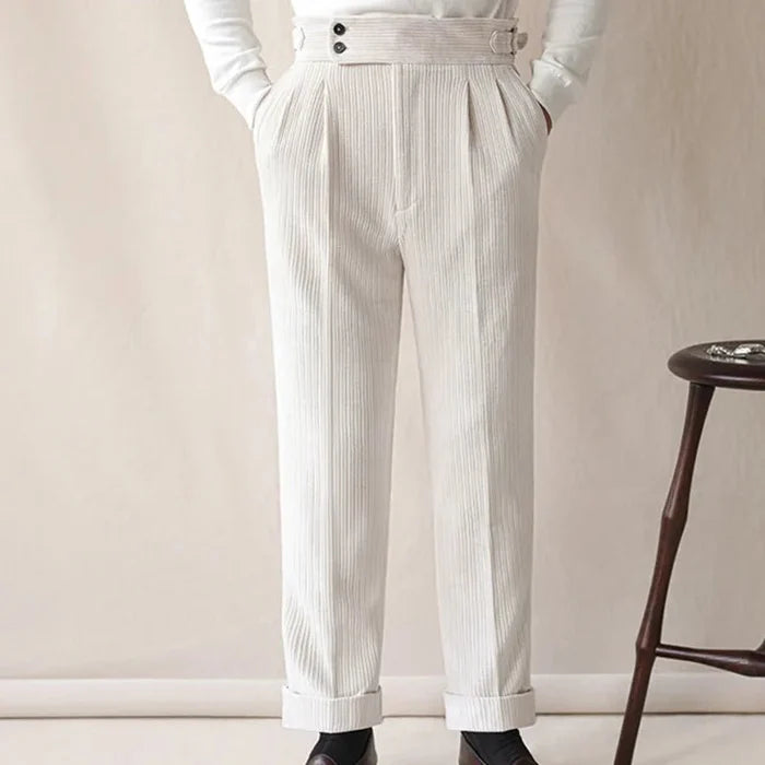 Italian business corduroy trousers - AntoniosClothing - White