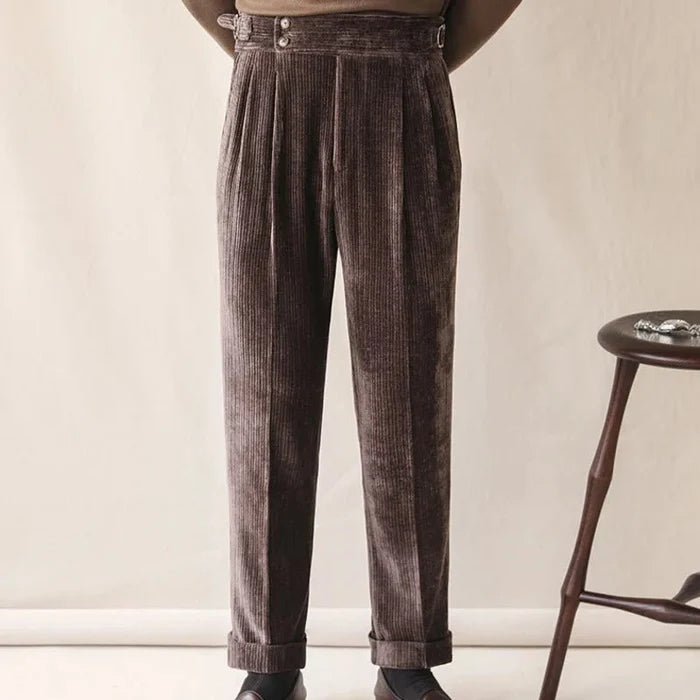 Italian business corduroy trousers - AntoniosClothing - White