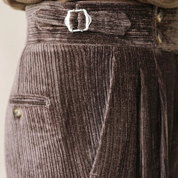 Italian business corduroy trousers - AntoniosClothing - Brown