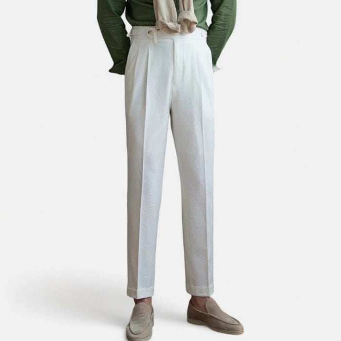 Italian design office high-waist trousers - AntoniosClothing - White