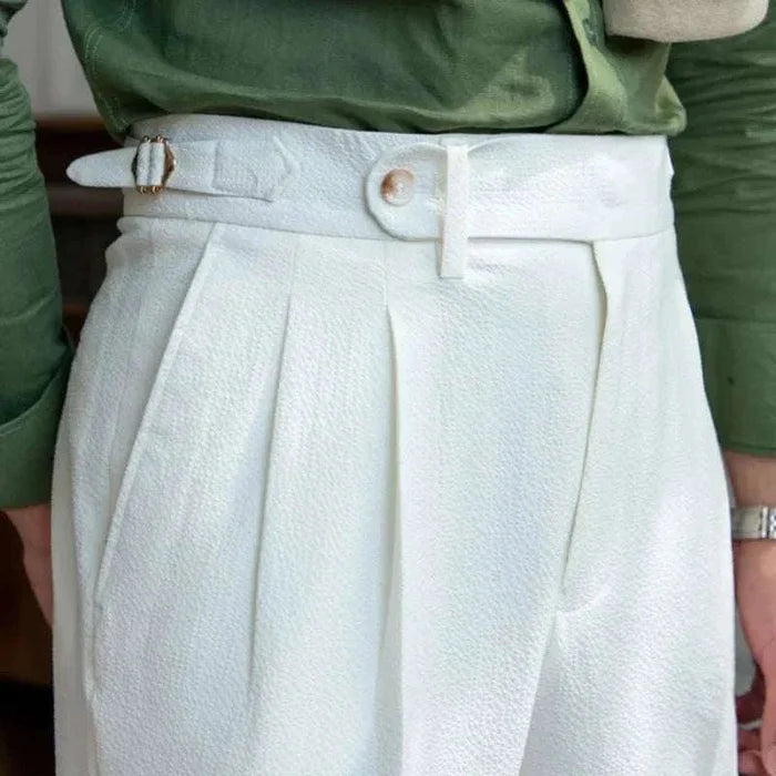 Italian design office high-waist trousers - AntoniosClothing - White