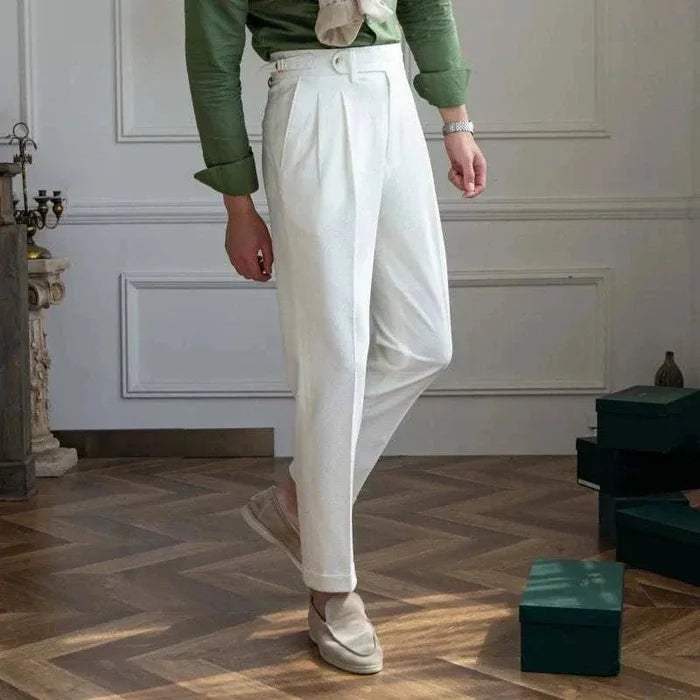 Italian design office high-waist trousers - AntoniosClothing - White