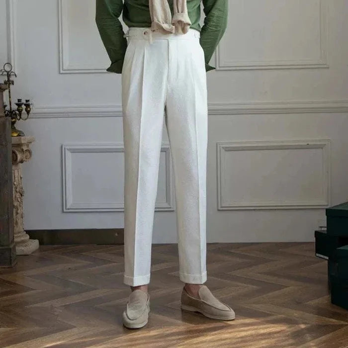 Italian design office high-waist trousers - AntoniosClothing - White