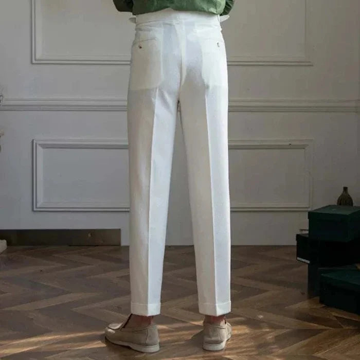 Italian design office high-waist trousers - AntoniosClothing - White