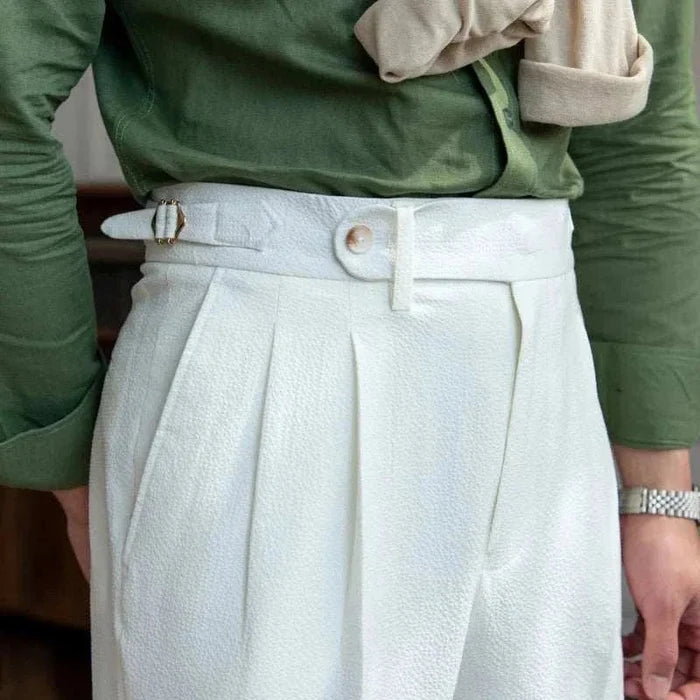 Italian design office high-waist trousers - AntoniosClothing - White