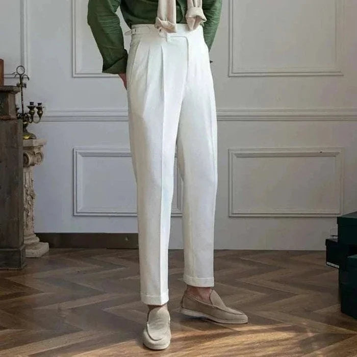 Italian design office high-waist trousers - AntoniosClothing - White