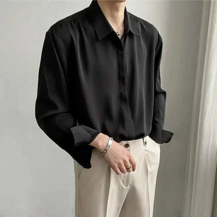 Italian old money summer shirt - AntoniosClothing - Black