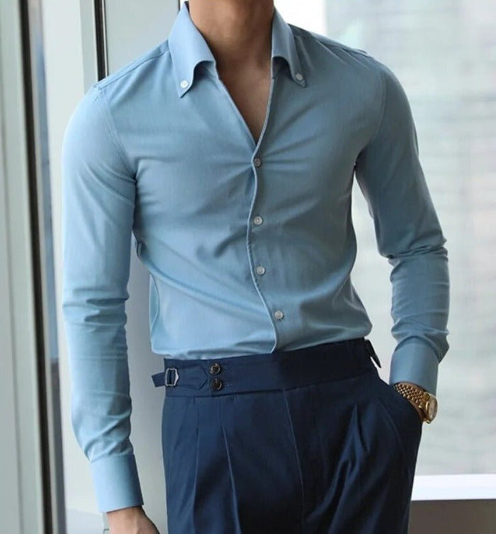 ITALIAN slim-fit shirt - AntoniosClothing - Light Blue