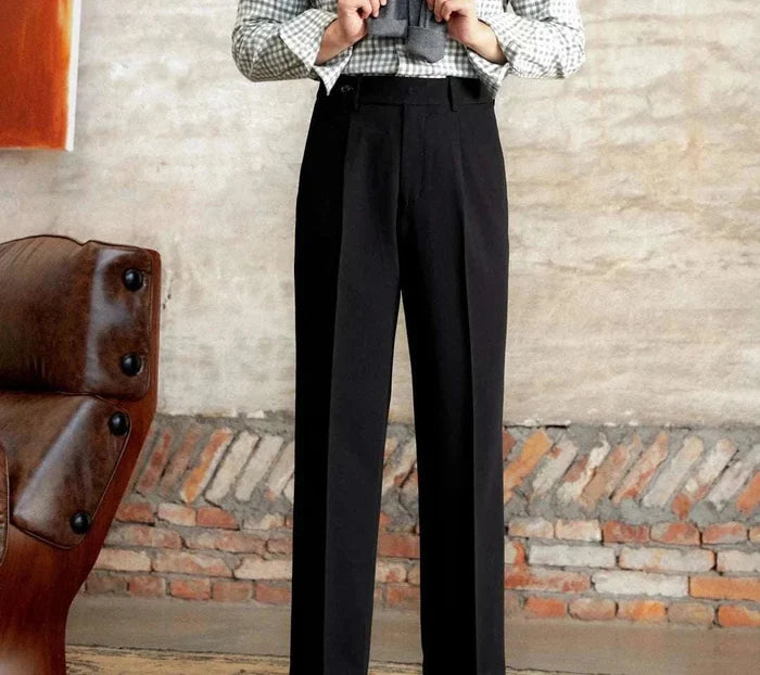 Italian straight style elegant pants - AntoniosClothing - Black