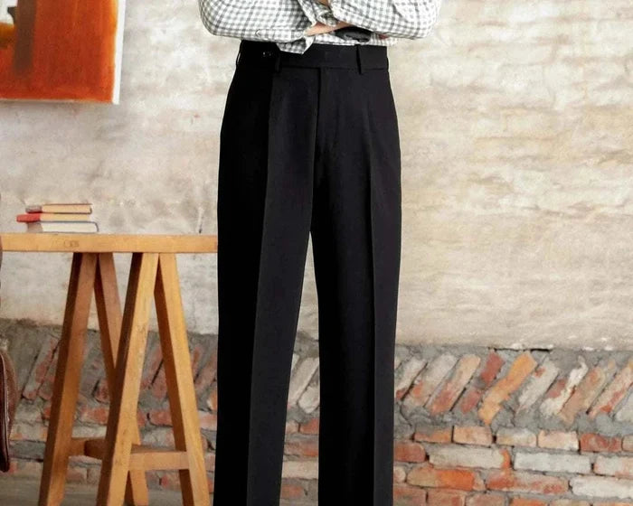 Italian straight style elegant pants - AntoniosClothing - Black