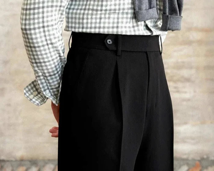 Italian straight style elegant pants - AntoniosClothing - Black