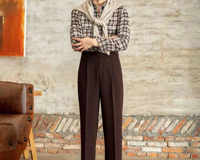 Italian straight style elegant pants - AntoniosClothing - Black