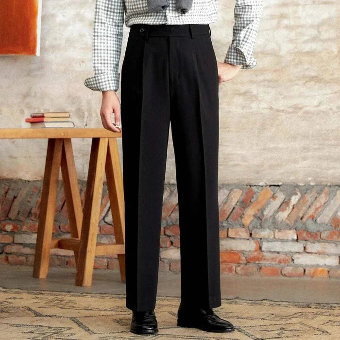 Italian straight style elegant pants - AntoniosClothing - Black