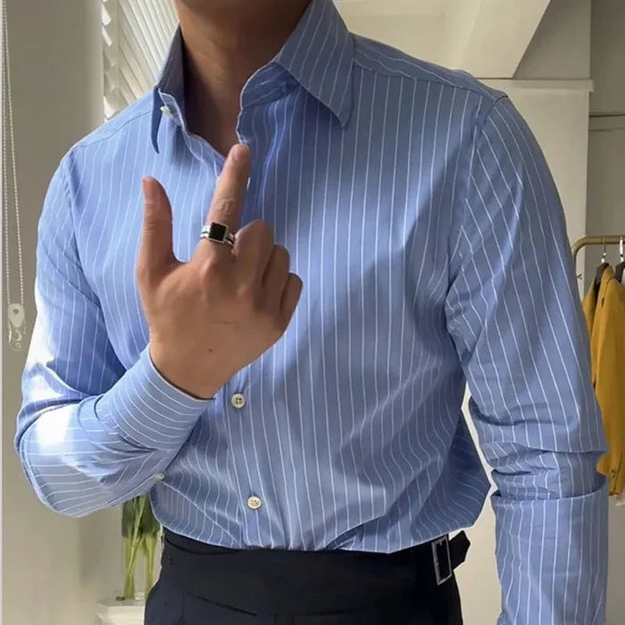 Italian Striped Shirt - AntoniosClothing - Blue