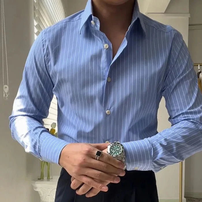 Italian Striped Shirt - AntoniosClothing - Blue